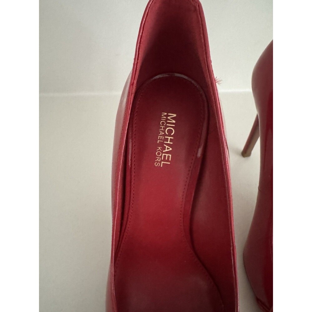 MICHAEL KORS Scarlett Chain Link Leather Pump red Size 6 - Picture 6 of 16